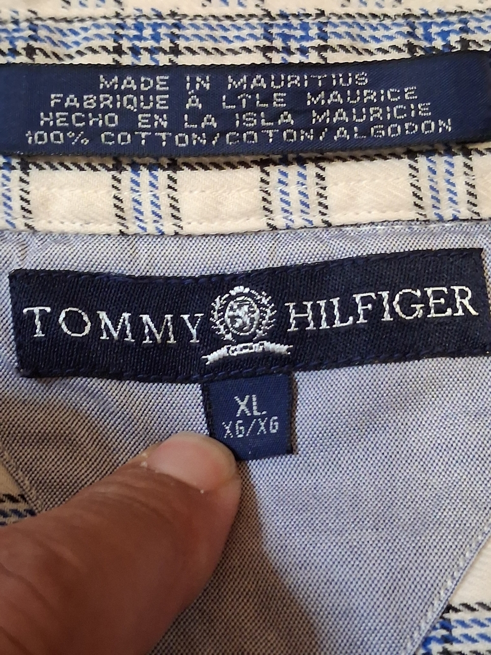 Tommy Hilfiger Classic Blue and White Check Button-Down Shirt - Picture 3 of 5
